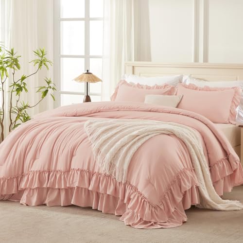 Blush Ruffle Comforter Set Queen Size