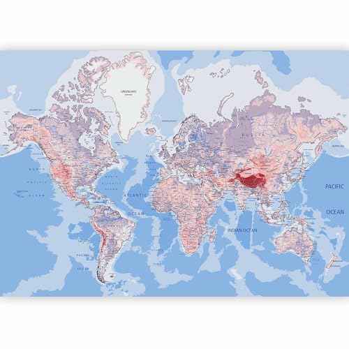 Wall Mural World Map 138x101 in (96.44 Sq Ft)