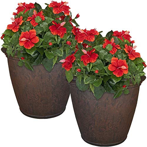 Sunnydaze Anjelica 24'' Large Plastic Planter Pot for Plants (2 Count)