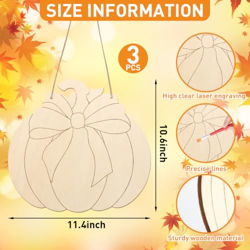 Unfinished Fall Wreaths Wood Crafts to Paint Set of 3 (3 Count)