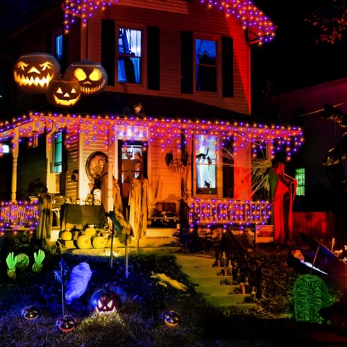 33FT 400 LED Orange Purple Halloween Lights Outdoor for Decorations