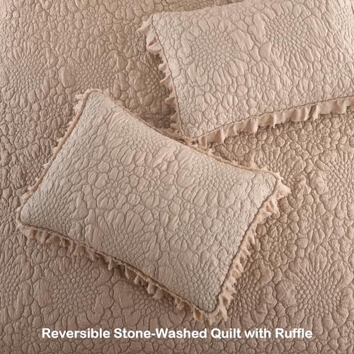 Pinkish Grey Ruffled Quilt Twin Size
