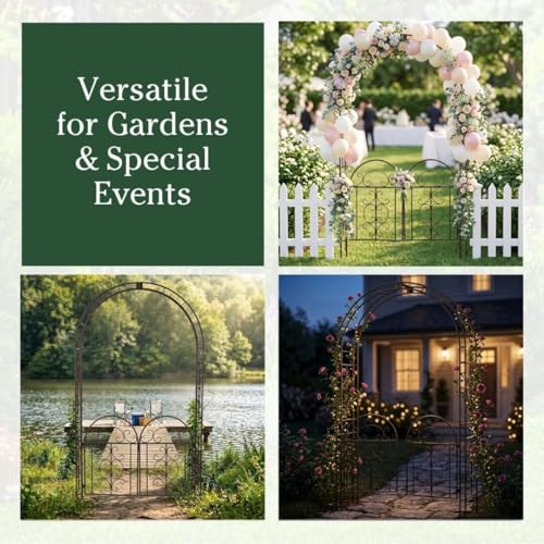 Arch Metal Outdoor Garden Arbor Double Gate