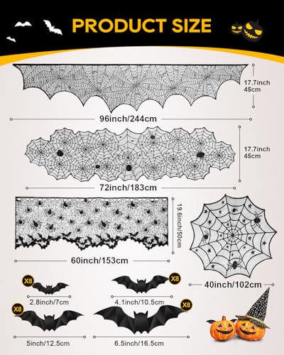 5 Pack Halloween Decorations Indoor Halloween Spider Web Tablecloth