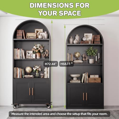 Metal Arched Storage Cabinet with Lockable Wheels