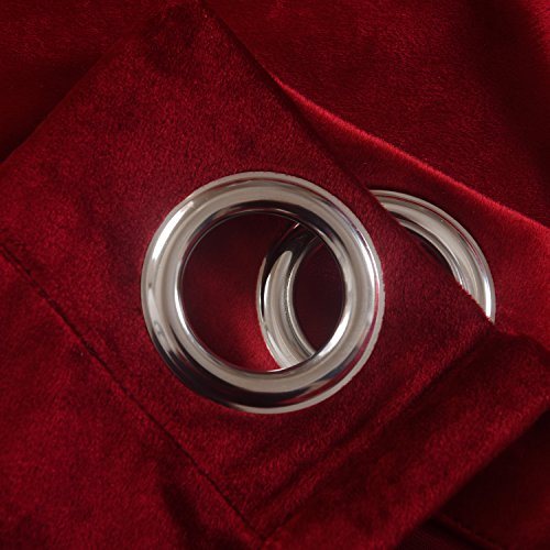 Set of 2 Heavy Velvet Flannel Blackout Window Curtains Drapes with Top Grommet Draperies Eyelet 52 Inches Wide by 120 Inches Long