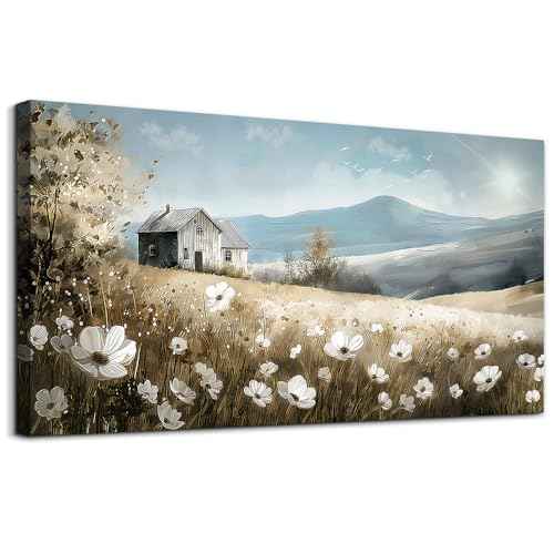 Large Canvas Wall Art For Living Room Wall Decor For Bedroom Office Decorations Watercolour Wall Paintings Stretched And Framed Farmhouse Old house Scenery Pictures Artwork Hanging Home Decor