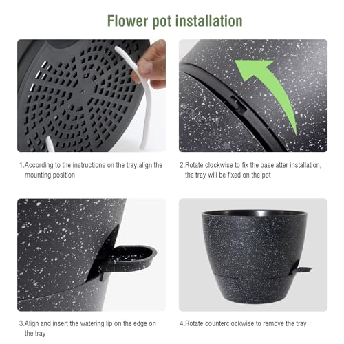 12/10/9 inch Self Watering Pots for Indoor Outdoor Plants, Set of 3 (3 Count)