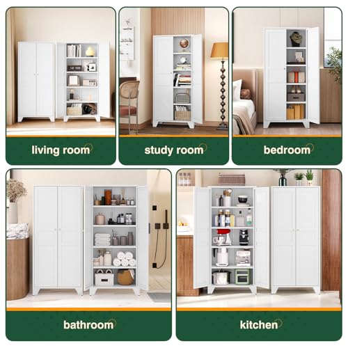 White Storage Cabinet with Feets