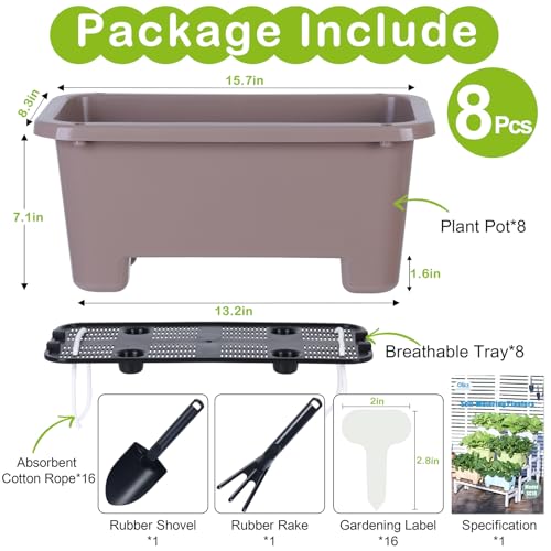 Self Watering Rectangle Planter Boxes 8 (8 Count)