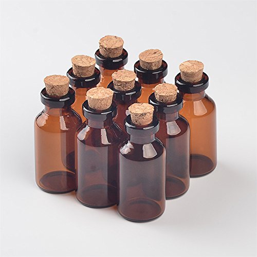 18x40x7mm 5ml Mini Brown Glass Jars with Cork Empty Tiny Glass Jars Gift 5ml Glass Bottles Vials 12units (12 Count)