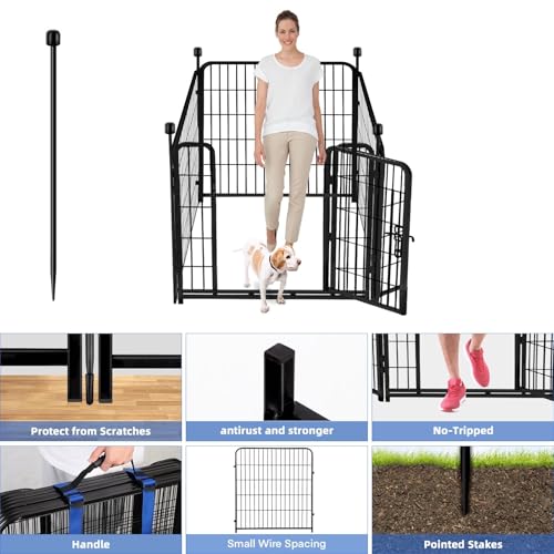 Tall Garden Fence with Gate (4 Count)