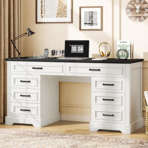 Farmhouse Executive Desk with Charging Station
