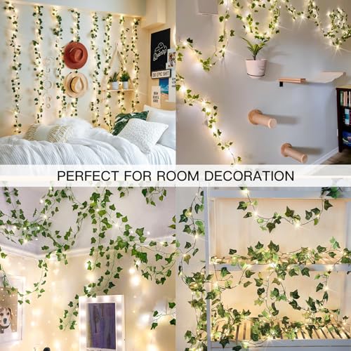 33FT 100 LED Ivy Vine with Fairy Lights Plug in Clear Wire