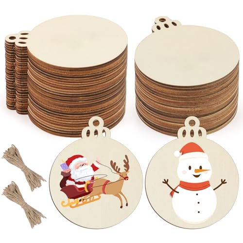 50 PCS Wooden Christmas Ornaments (50 Count)