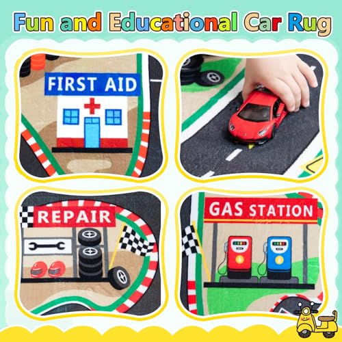Kids Race Track Play Mat Rug (48 Sq Ft)