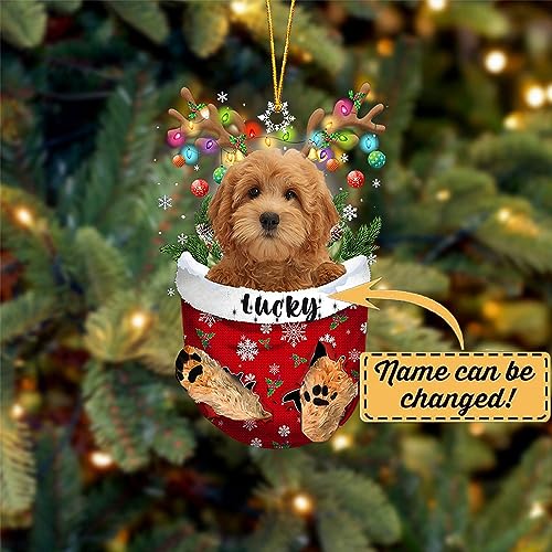Red Goldendoodle Dog Christmas Ornament