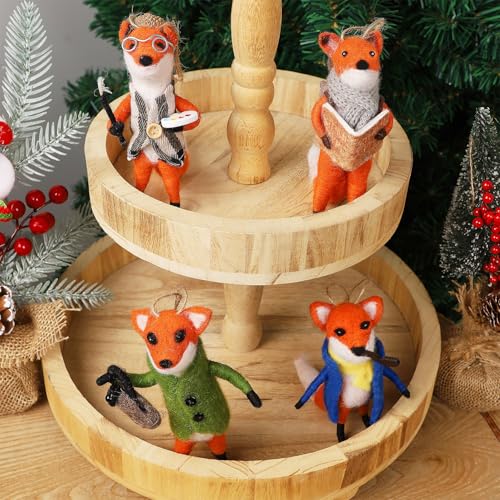Set of 4 Christmas Felt Fox Ornaments (4 Count)