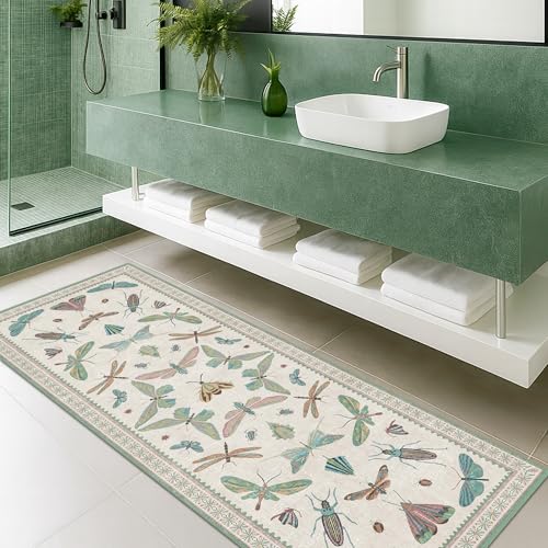 Mint Green Washable Bathroom Rug (8 Sq Ft)