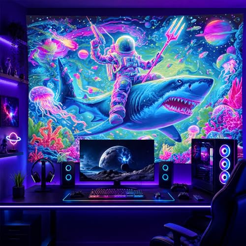 Blacklight Tapestry Galaxy Room Wall Art 78 x 59 Inch