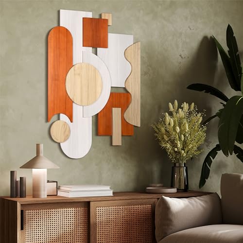 Cinnamon Dreamscape II" Handmade Dimensional Solid Paulownia Wood Abstracts Wall Art (23 Count)