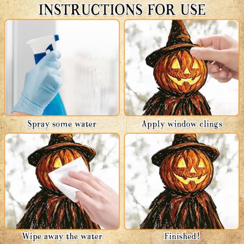 Vintage Halloween Window Clings 6 Sheets (6 Count)