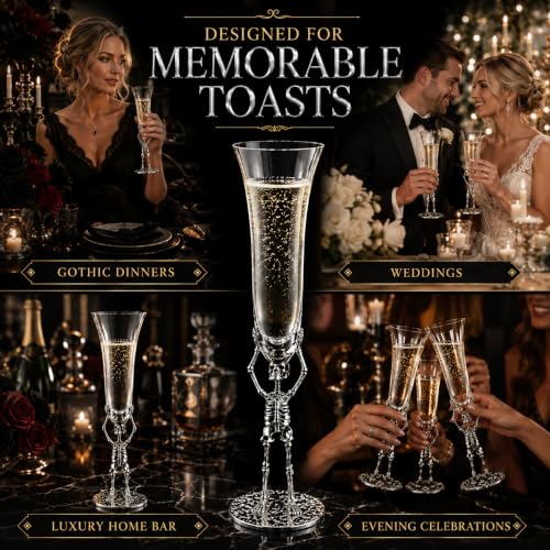 Skeleton Champagne Flute Glass 7.5oz