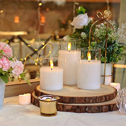 Pure White Glass Flameless Candles (3 Count)