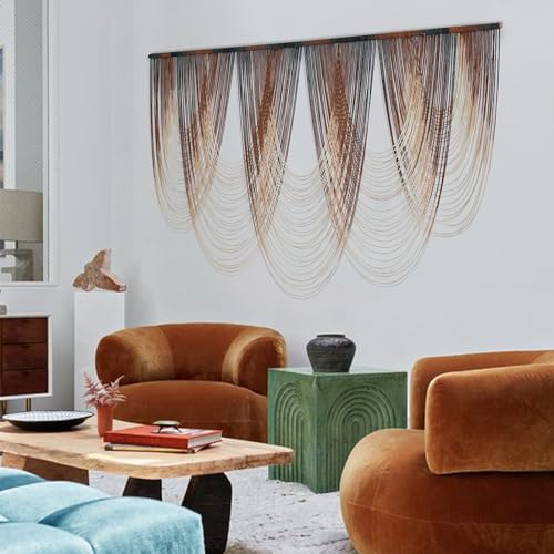 Macrame Wall Hanging Dip Dyed Brown Fiber Tapestry Boho Decor 57" W x 41" L