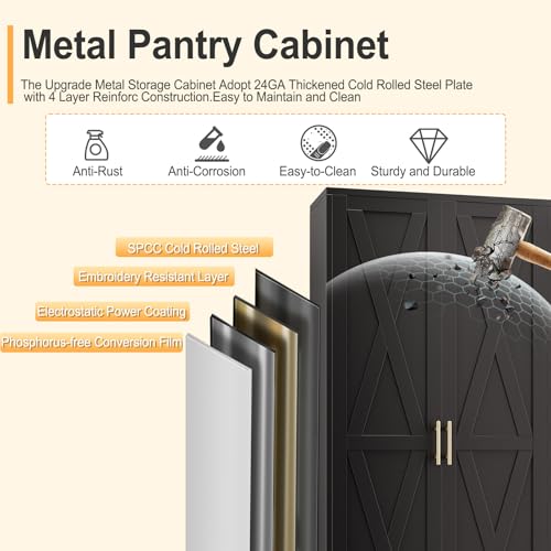 71" H Metal Kitchen Pantry Storage Cabinet