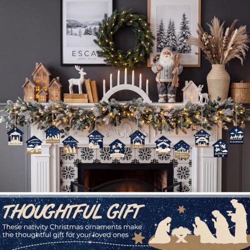 60 Pcs Christmas Ornaments Nativity Scene Wooden (60 Count)