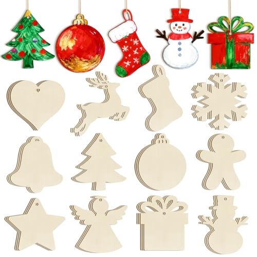 36PCS Wooden Christmas Ornaments to Paint (36 Count)