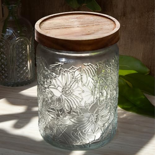 Vintage Glass Jars with Wooden Lids