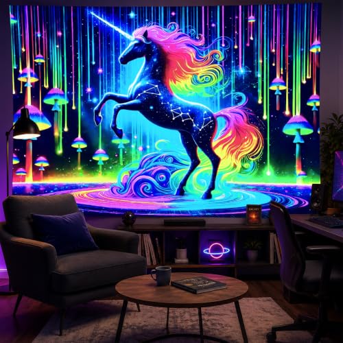 Blacklight Tapestry Fantasy Galaxy Wall Art 59 x 78 Inch