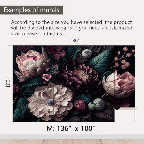 Vintage Dark Flower Peel and Stick Wallpaper Wall Mural
