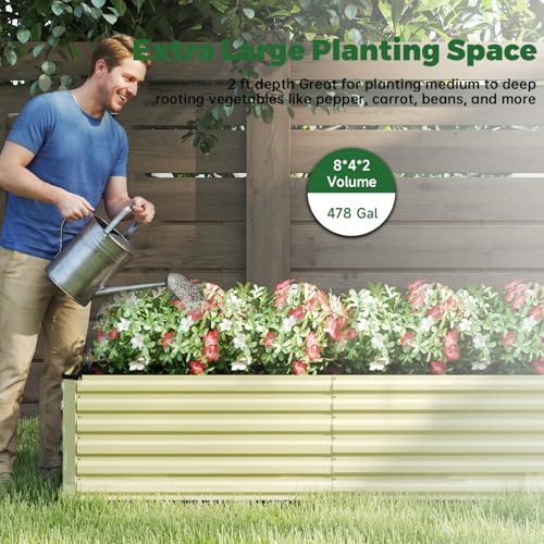 8x4x2ft Outdoor Metal Raised Garden Bed