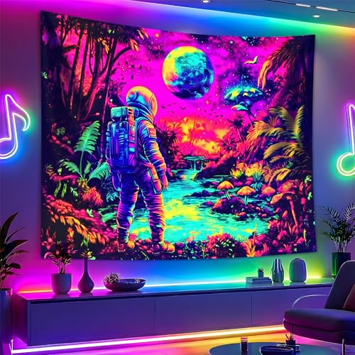 Astronaut Space Blacklight Tapestry 79"x59"