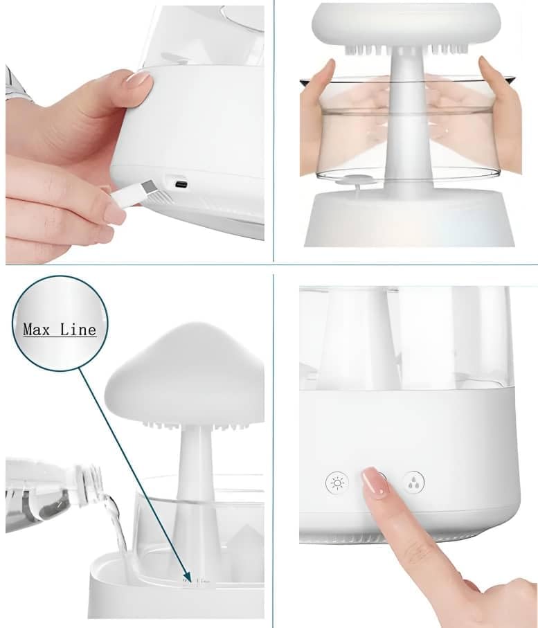 Rain Cloud Mushroom Humidifier Lamp