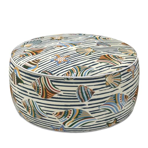 Indoor Outdoor Inflatable Ottoman with Handle D21 x H9 Inch