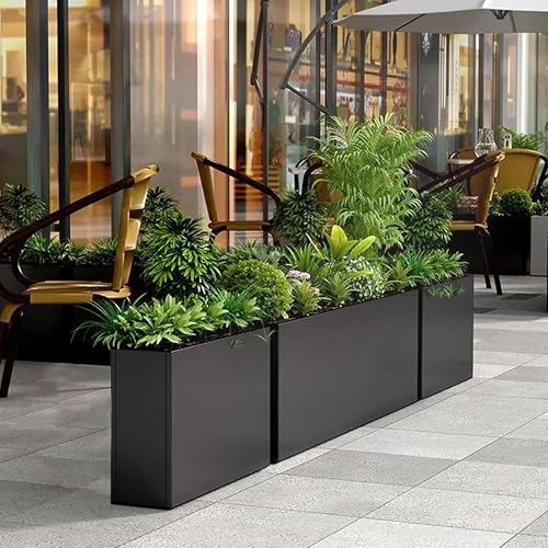Metal Rectangular Planter Box 24" L x 10" W x 24"H Tall Metal Planter Box