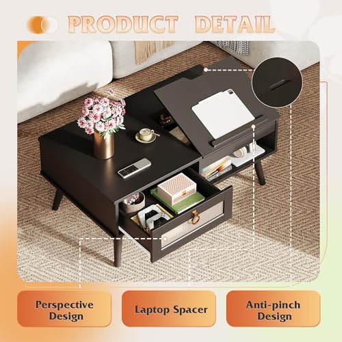 Coffee Table Lift Top Coffee Table with Storage Shelf