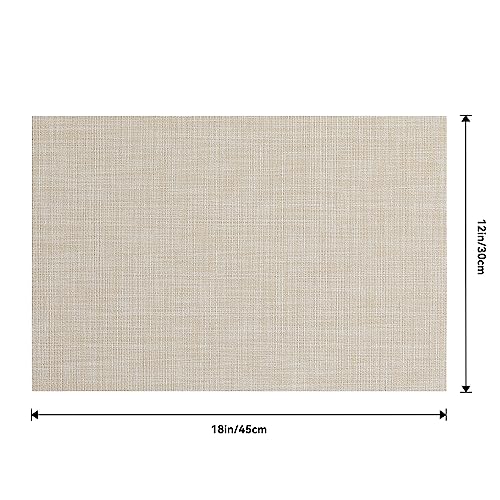 Woven Vinyl Beige Placemats Set of 16 (14 Count)