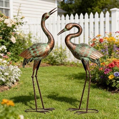 Metal Heron Garden Statue Life