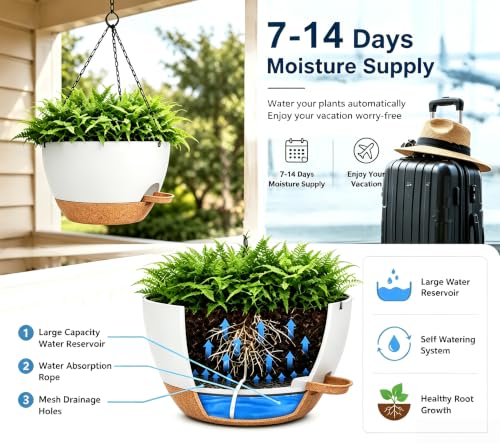 12" Self Watering Hanging Planters with Chains (2 Count)