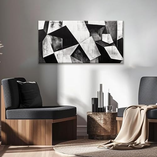 Black And White Wall Art Decor Canvas Art Wall Decor Minimalist Wall Art Geometric Color Block Canvas Artwork Paintings Wall Decor Modern Bedroom Art Office Home Decor Wall 20"X 40"