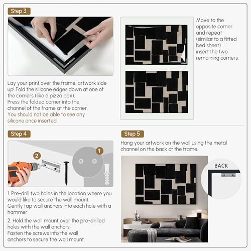 46"x72" Extra Large Framed Wall Art Modern Abstract Black and Beige Geometric Blocks for Home Living Room Bedroom Decor