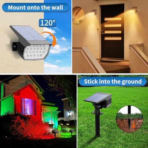 Solar Color Changing Spot Lights Outdoor Waterproof Colored RGB Solar Powered Landscape Lights for Yard 7 Lighting Modes Multicolor Solar Spotlights for Pathway Garden Outside (10 Count)