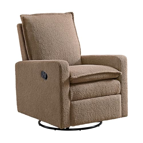 Uptown Upholstered Glider Recliner Rocking Chair 360° Swivel for Nursery and Living Room