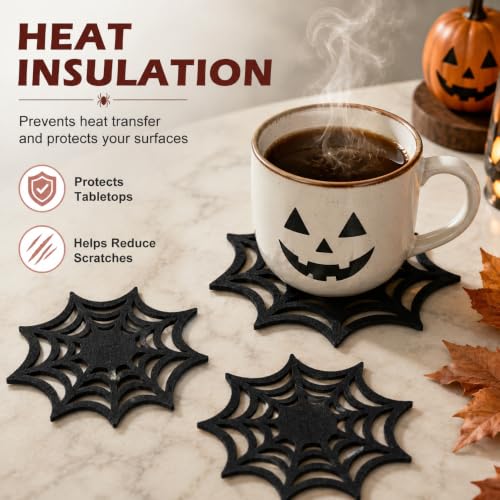10pcs Halloween Spider Web Coasters Placemat Decorative Table Placemats Doilies Halloween Decorarion Supplies (10 Count)