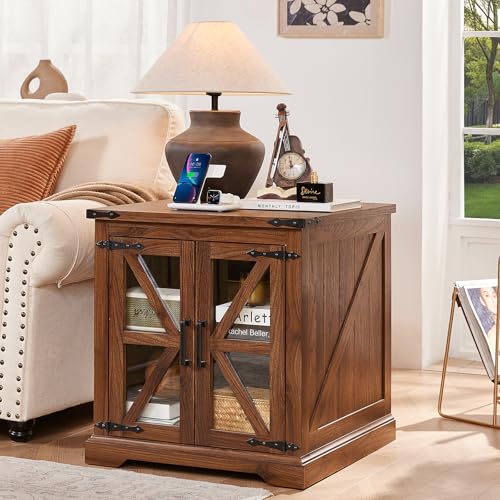 24'' End Table with Charger for Living Room